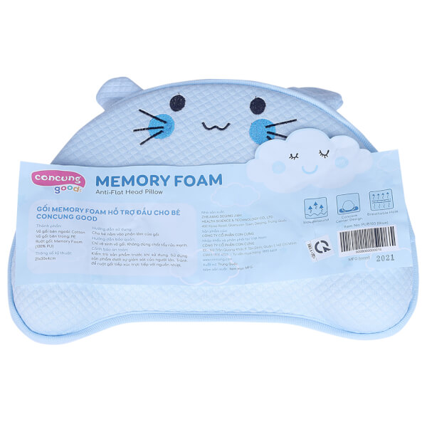 Gối memory foam hỗ trợ đầu cho bé Con Cung Good (PUB103, Xanh)