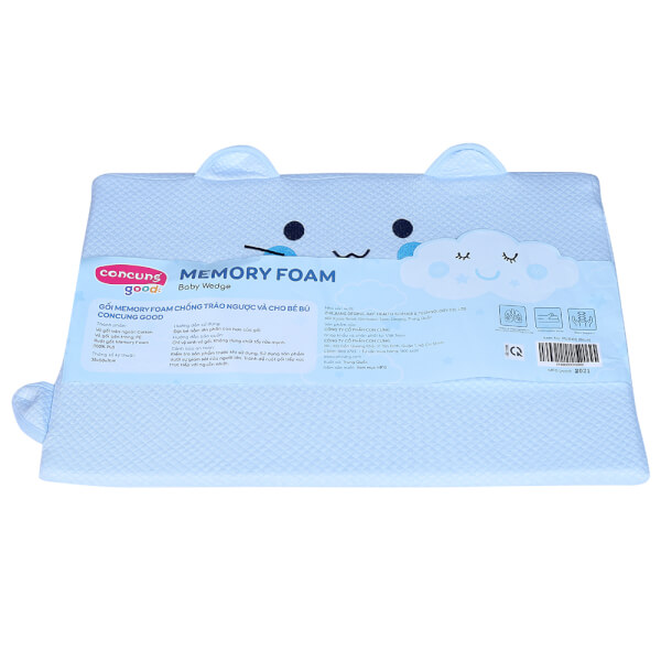 Gối memory foam chống trào ngược và cho bé bú ConCung Good (Xanh)