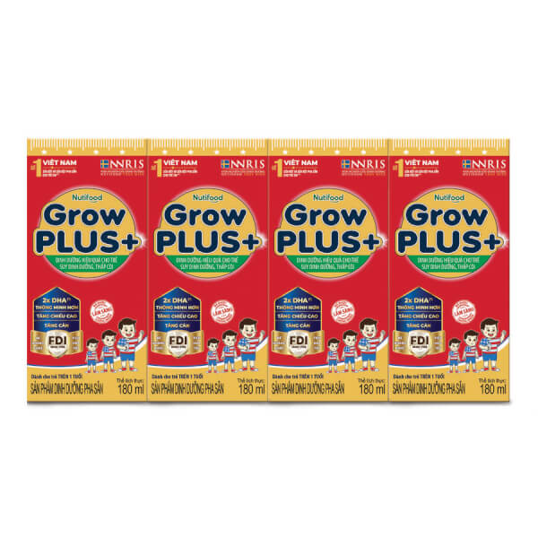 Sữa GrowPLUS+ Hộp 180ml (lốc 4 hộp)