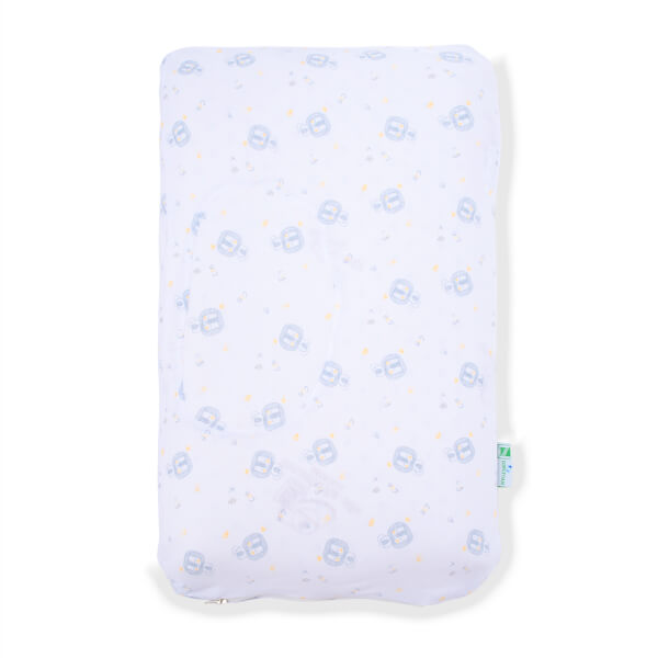 Gối cao su thiên nhiên Oval Baby nữa lõm màu xanh