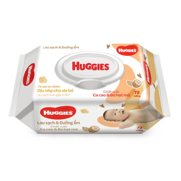 Khăn ướt cao cấp Huggies bơ hạt mỡ 72 Miếng