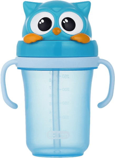 Bình tập uống  Edison 2 3D con cú (300ml, màu xanh)