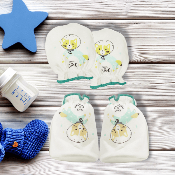 Bộ bao tay chân sơ sinh thun CF I0420013 (NB,Trắng) (sản phẩm được giao màu ngẫu nhiên)