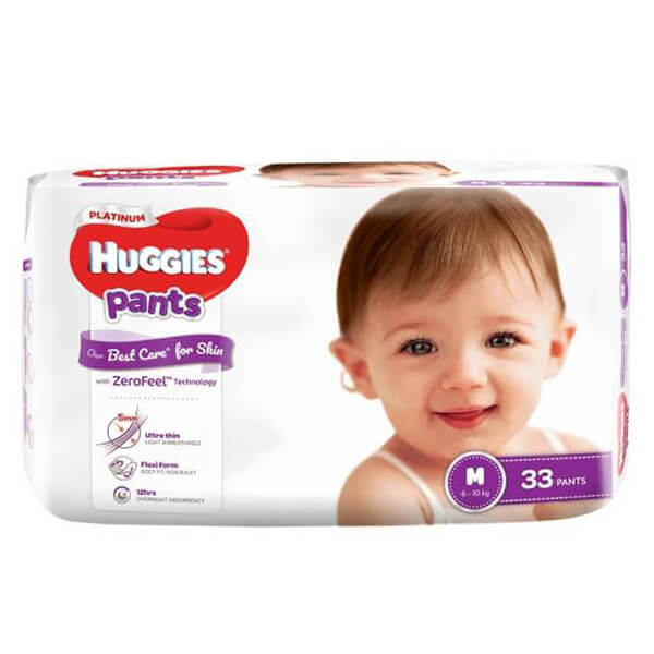 Bỉm tã quần siêu cao cấp Huggies Platinum size M 33 miếng (6-10kg)