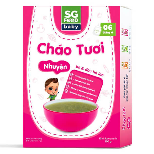 Cháo tươi nhuyễn bò và đậu hà lan