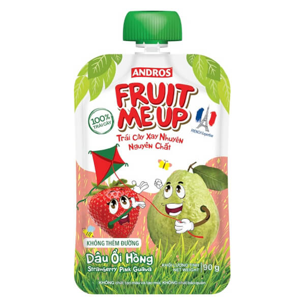 Trái Cây Xay Nhuyễn Nguyên Chất Fruit Me Up Dâu Ổi Hồng