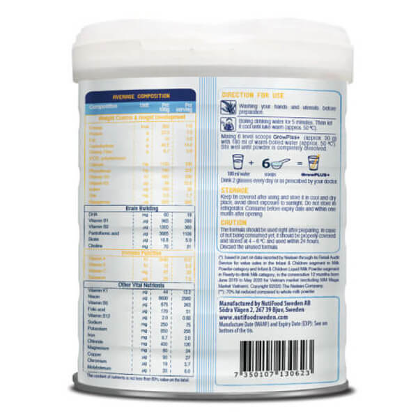 Sữa GrowPLUS+ Trắng 850g (từ 2 tuổi)