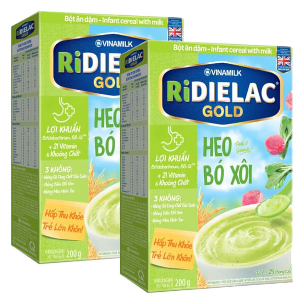Combo 2 Bột ăn dặm RIDIELAC GOLD Heo bó xôi HG 200g