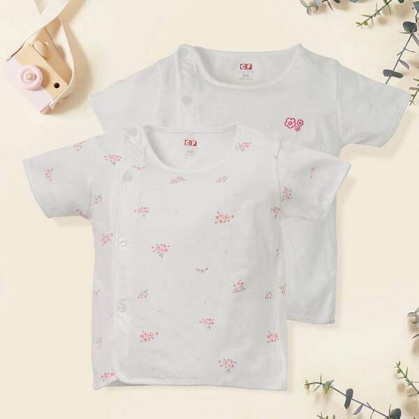 Cặp áo sơ sinh cài giữa tay ngắn CF I0420006 (Hồng)