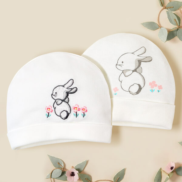 Nón sơ sinh bo 2 cái CF I129015 (1,Trắng)