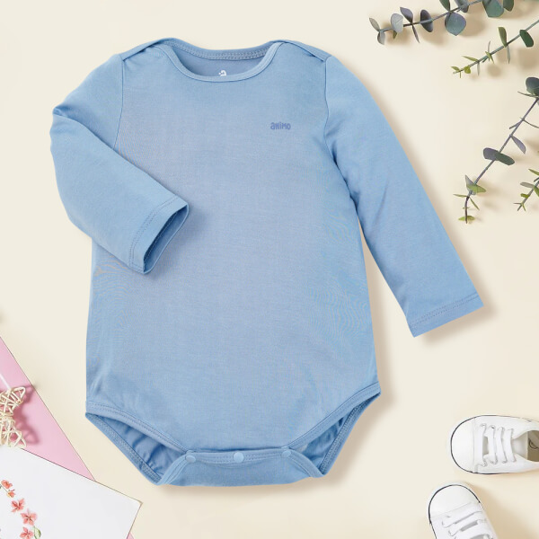 Bodysuit tam giác dệt jacquard Animo I1121052 (0-12M,Xanh)