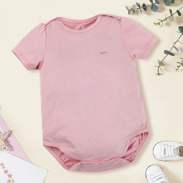 Bodysuit tam giác dệt jacquard Animo I1121049 (0-12M,Hồng)