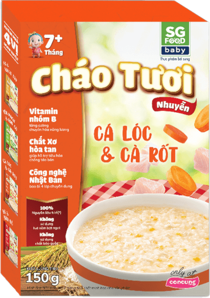 Cháo tươi trẻ em SG Food vị Cá lóc & Cà rốt (150g)