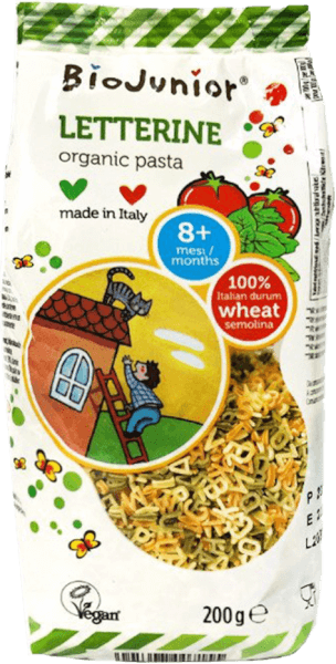 Mì nui ăn dặm hữu cơ cho bé hình chữ cái BioJunior 200g