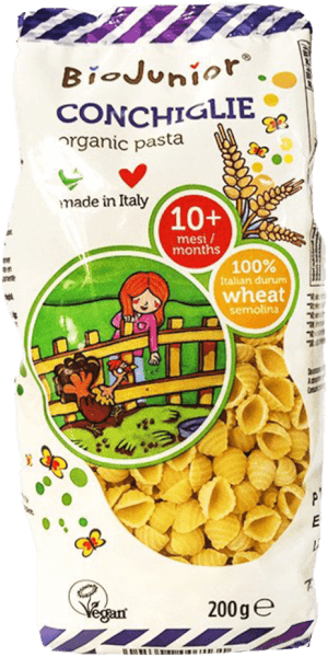 Mì nui ăn dặm hữu cơ cho bé hình vỏ sò BioJunior 200g