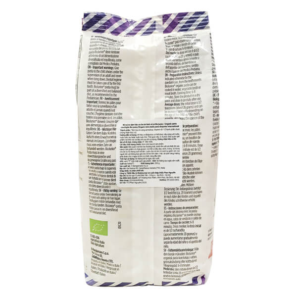 Mì nui ăn dặm hữu cơ cho bé hình vỏ sò BioJunior 200g