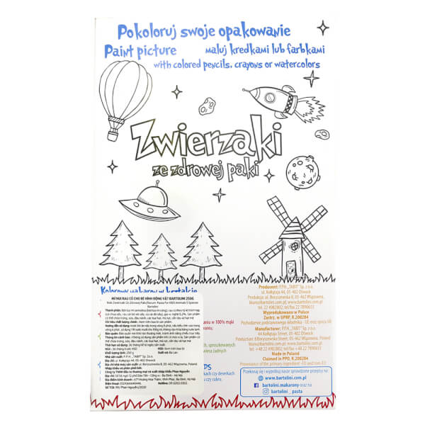 Mì nui rau củ cho bé hình động vật Bartolini (250g)