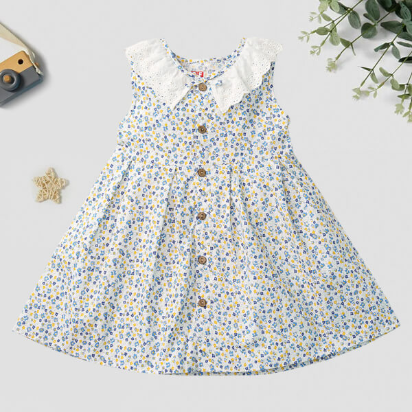 Đầm vải bé gái CF G0621004 (1-6Y,Xanh dương)