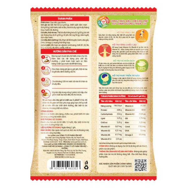 Cháo Yến Trẻ Em YenViet Nest Grow - Bò Bằm Bó Xôi 50g