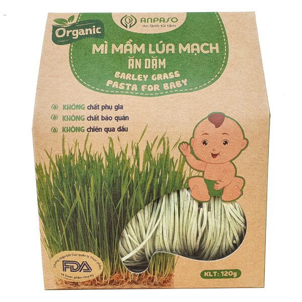 Combo 2 Mì mầm lúa mạch ăn dặm cho bé Anpaso 120g