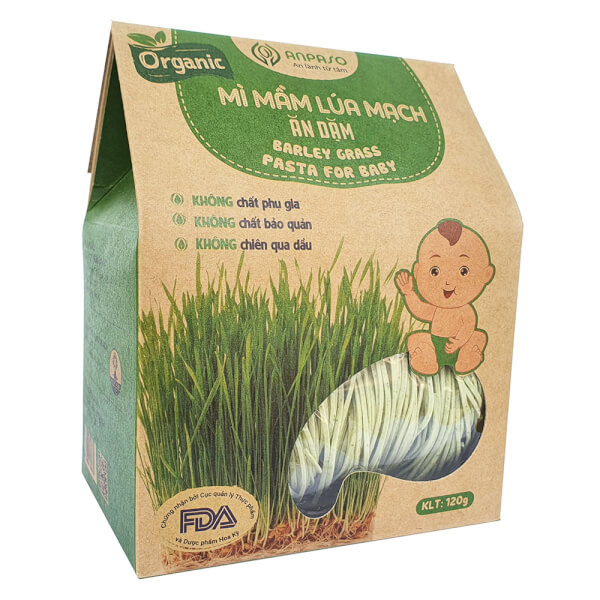 Combo 2 Mì mầm lúa mạch ăn dặm cho bé Anpaso 120g