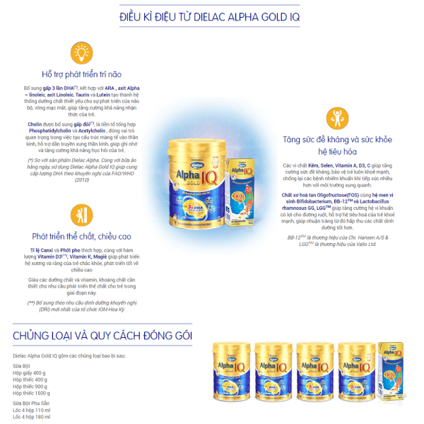 Sữa Dielac Alpha Gold IQ 1 900g (0-6 tháng)
