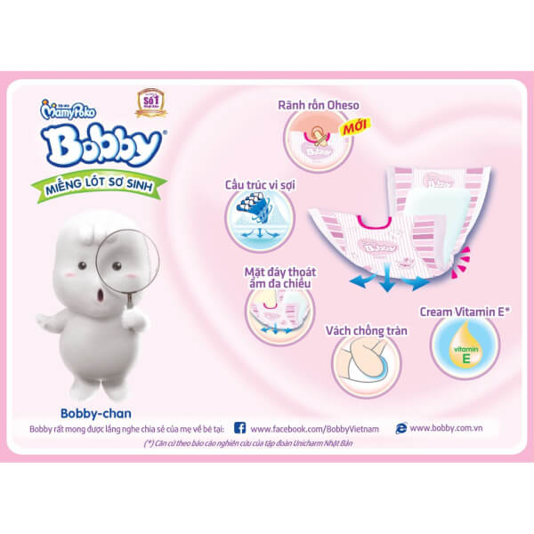 Miếng lót Bobby size Newborn 1 108 miếng (dưới 5kg)