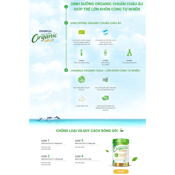 Sữa Vinamilk Organic Gold 4 850g (trên 3 tuổi)