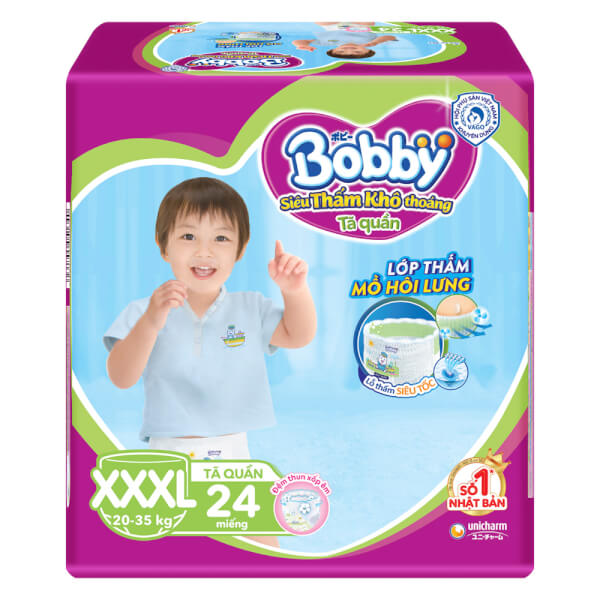 Bỉm tã quần Bobby size XXXL 22 miếng (20-35kg) (giao bao bì ngẫu nhiên)