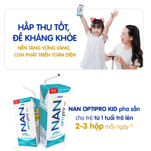 Sữa dinh dưỡng pha sẵn Nestlé NAN OPTIPRO Kid 180ml (Lốc 4 hộp)