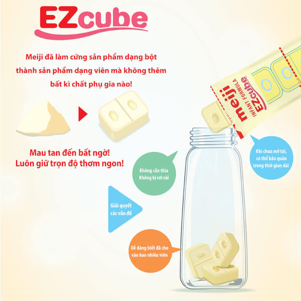 Sữa Meiji nội địa dạng thanh Hohoemi Raku Raku Cube 810g (0-1 tuổi)