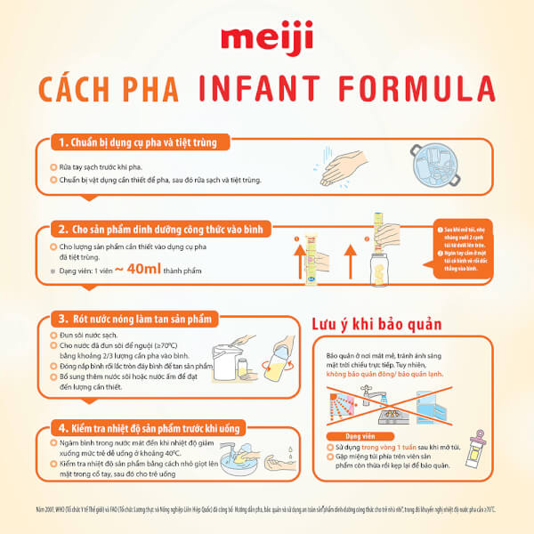Sữa Meiji nội địa dạng thanh Hohoemi Raku Raku Cube 810g (0-1 tuổi)