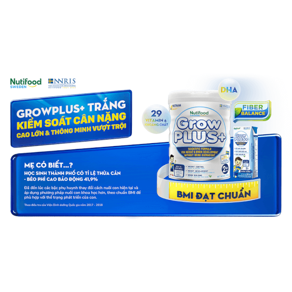 Sữa GrowPLUS+ Trắng 850g (từ 2 tuổi)