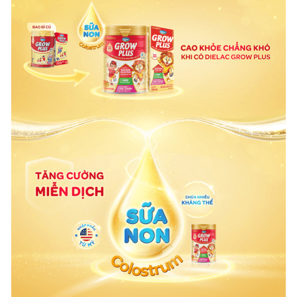 Combo 2 Dielac Grow Plus 2+, 2-10 tuổi, 850g