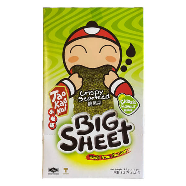 Bánh Snack Rong biển giòn Cậu chủ Taokaenoi Big Sheet vị truyền thống (12 gói/hộp)