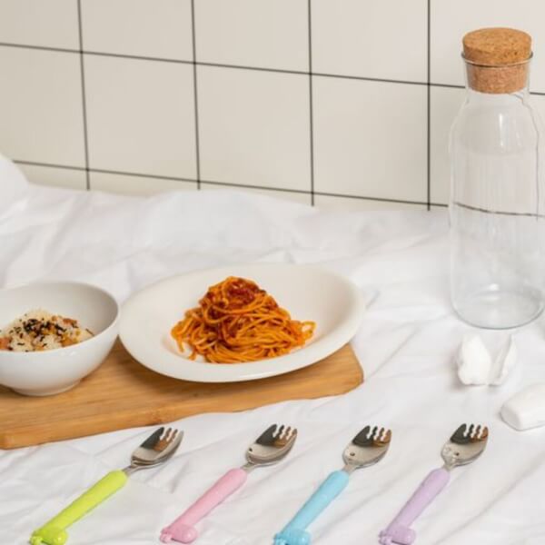 Nĩa inox tập ăn cho bé Edison (hồng)