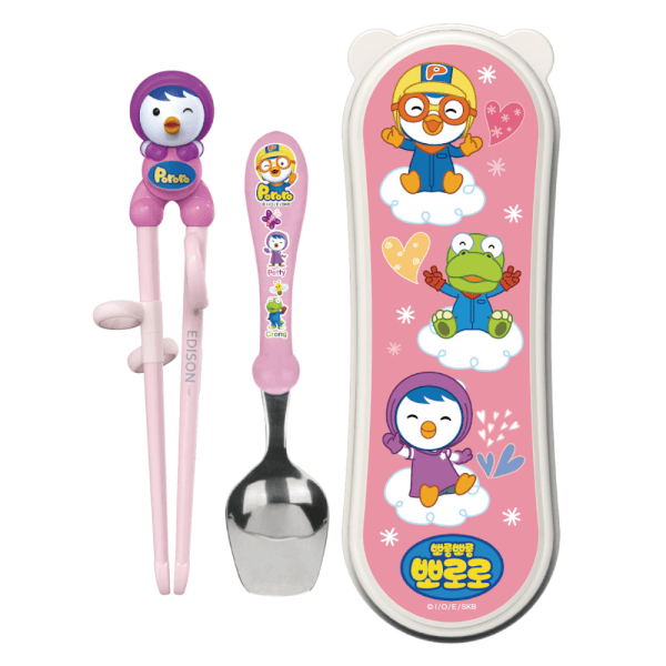 Bộ muỗng đũa tập ăn cho bé Edison (Hồng)