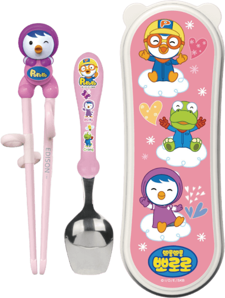 Bộ muỗng đũa tập ăn cho bé Edison (Hồng)