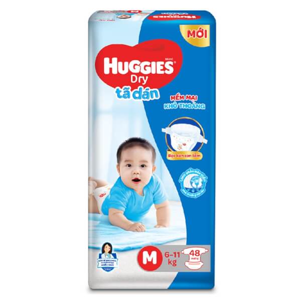 Bỉm tã dán Huggies Dry size M 48 miếng (6-11kg)