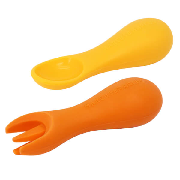 Bộ thìa nĩa tập ăn silicon cho bé Palm Grasp Marcus & Marcus, từ 12 tháng - Lola