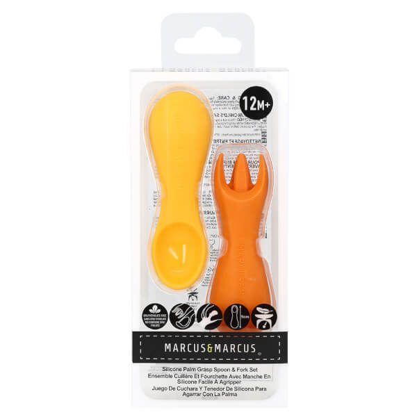 Bộ thìa nĩa tập ăn silicon cho bé Palm Grasp Marcus & Marcus, từ 12 tháng - Lola