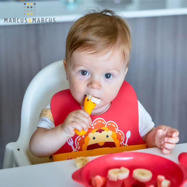 Bộ thìa nĩa tập ăn silicon cho bé Palm Grasp Marcus & Marcus, từ 12 tháng - Lola