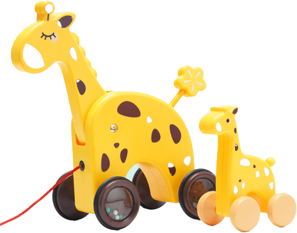 Xe kéo thú nhún vui vẻ mẹ và con hươu cao cổ JS047330