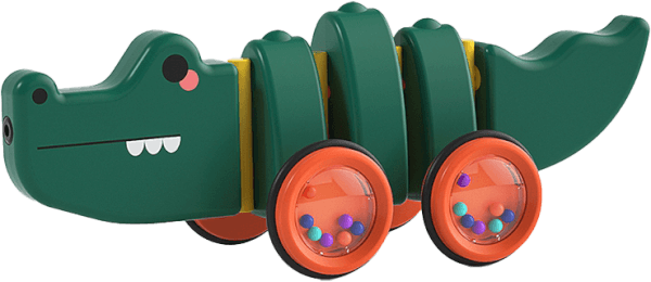 Xe kéo thú nhún vui vẻ cá sấu JS047325 (Xanh lục)
