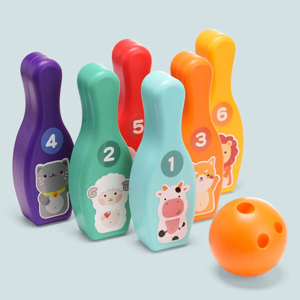 Bộ đồ chơi bowling màu sắc kèm hình dán JS048863