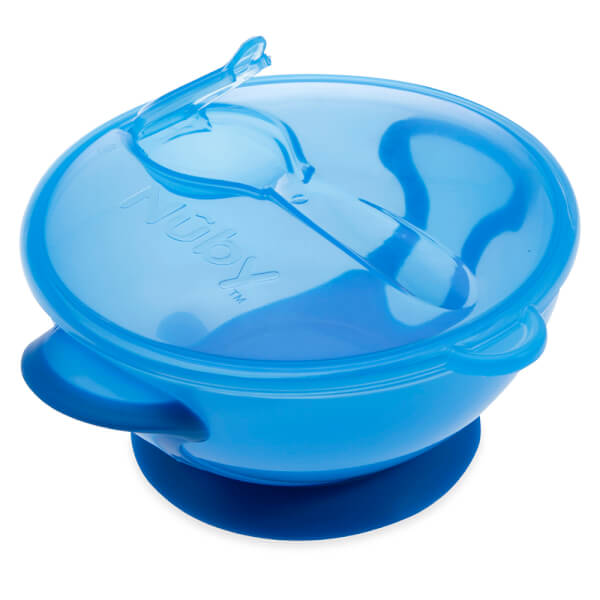 Bộ bát, thìa ăn dặm có đế hút chân không Silicone Easy Go Xanh (400ml)