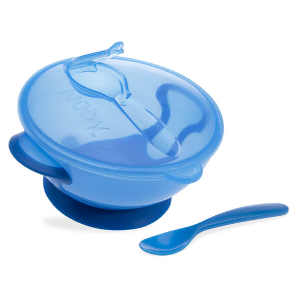 Bộ bát, thìa ăn dặm có đế hút chân không Silicone Easy Go Xanh (400ml)