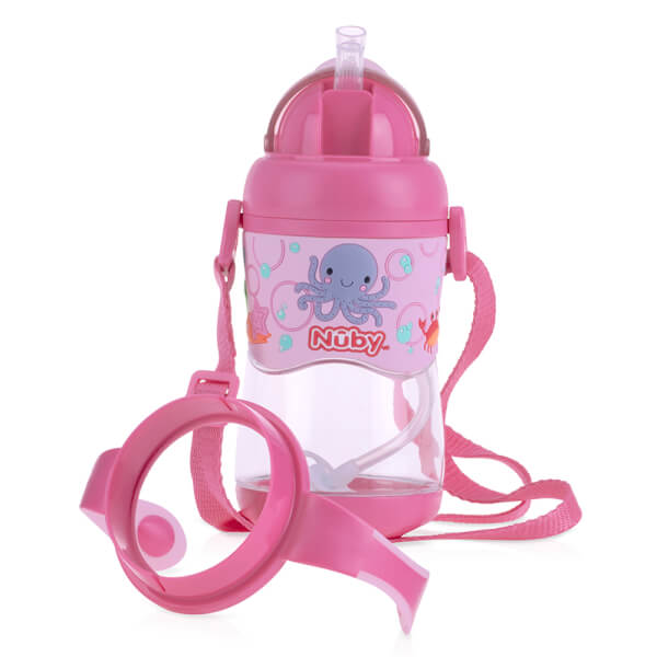 Bình uống nước Tritan Nuby hai tay cầm, 400ml (Hồng)