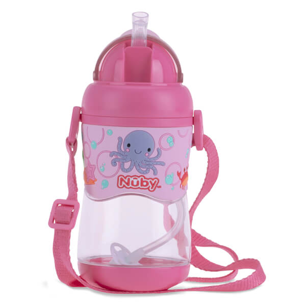 Bình uống nước Tritan Nuby hai tay cầm, 400ml (Hồng)