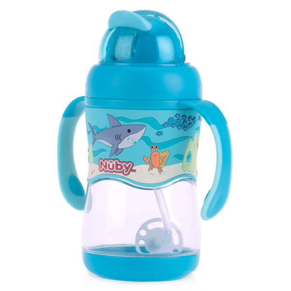 Bình uống nước Tritan Nuby hai tay cầm, 400ml (Xanh)